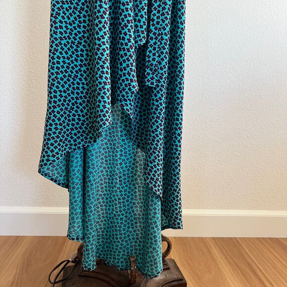 Band of Gypsies Women's Size M Teal/Black Martinique Floral Maxi Wrap Dress - Picture 9 of 14